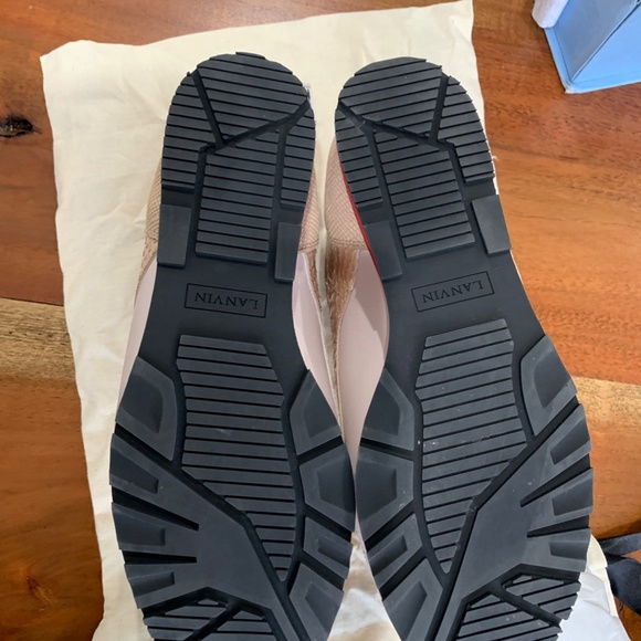 Lanvin Sneakers pink red silver python exotic lambskin lace up 39 us 9 Rose NWT - Picture 15 of 16